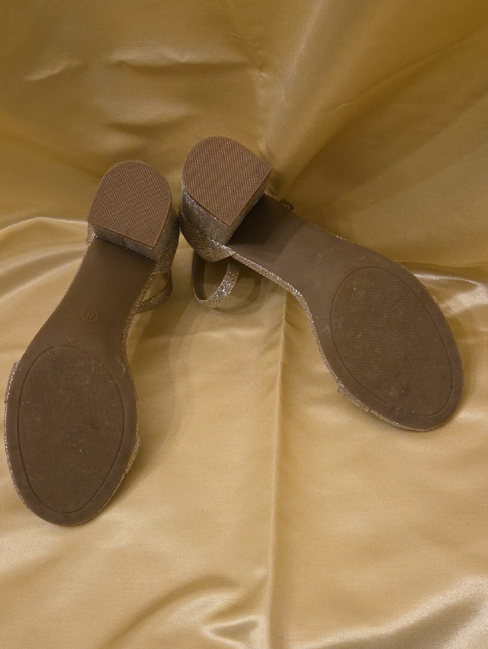 Glittery Gold Stappy Pumps Size 8M - Picture 6 of 6